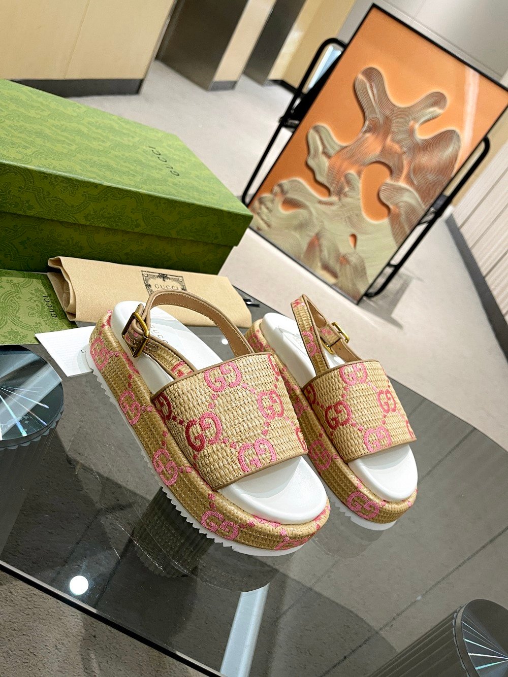 Gvc*1 Gg Platform Sandals Beige Pink