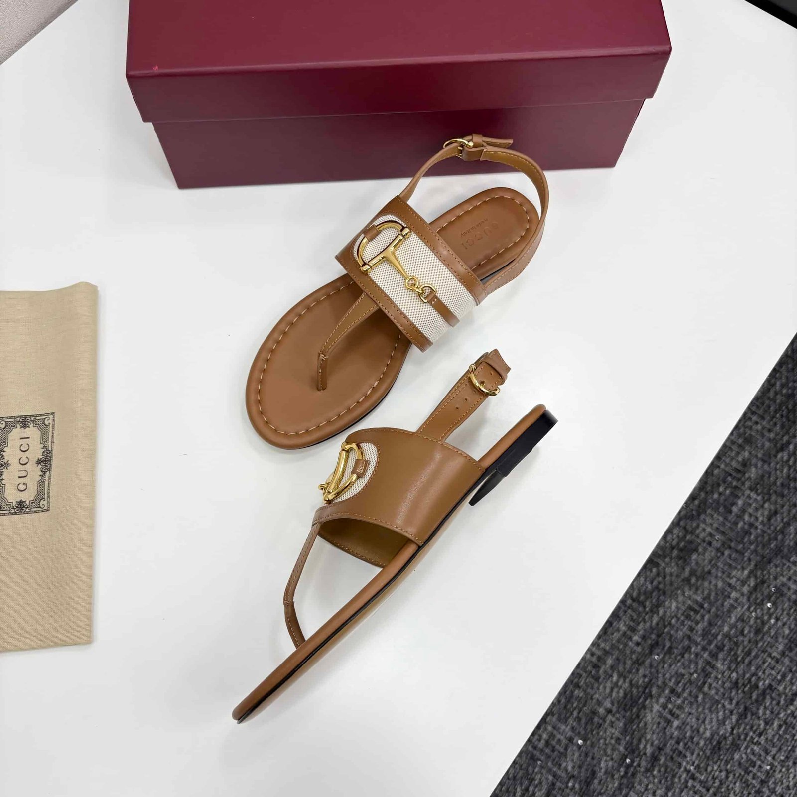 Gvc*1 Women’s Thong Sandal With Horsebit Light Brown 834431 Aaezj 2744