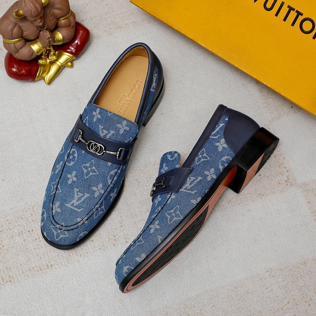 L0vis Vvtt0n Souliers Club Loafers Blue Monogram Denim