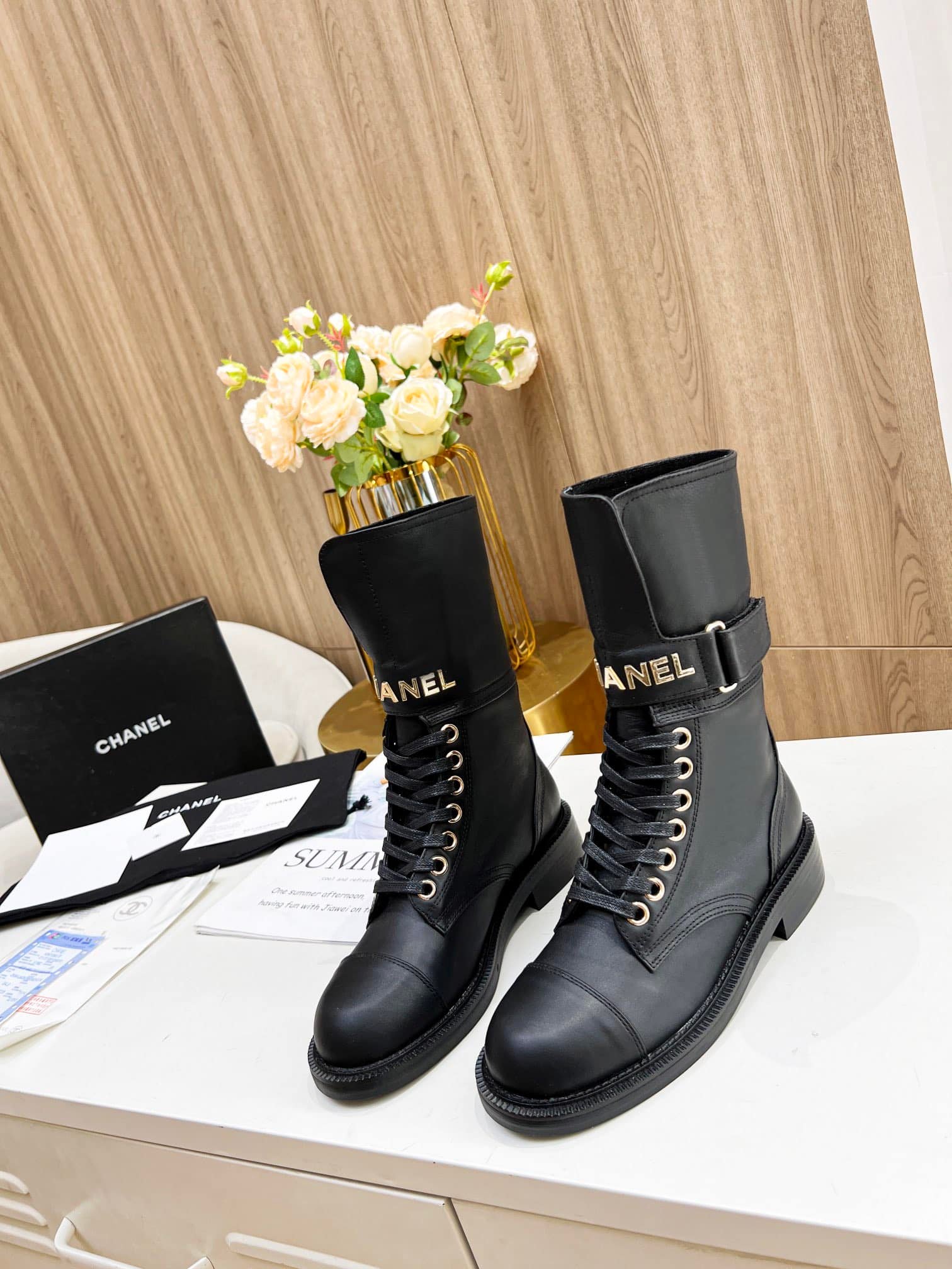 Ch**el Short Black Biker Boot