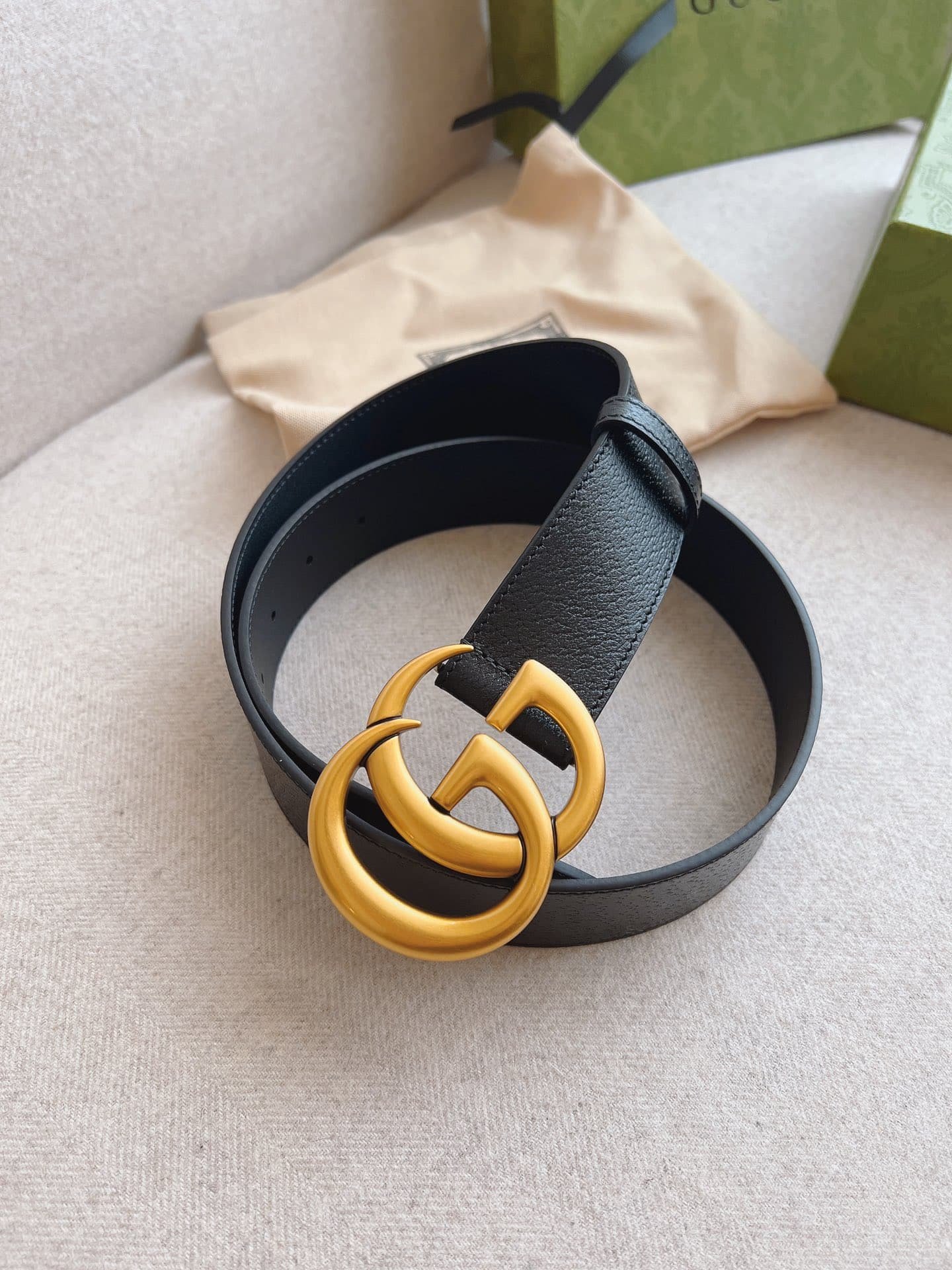 Gvc*1 Gg Marmont Wide Belt Black Gold Logo 4Cm 406831 Dj20T 1000