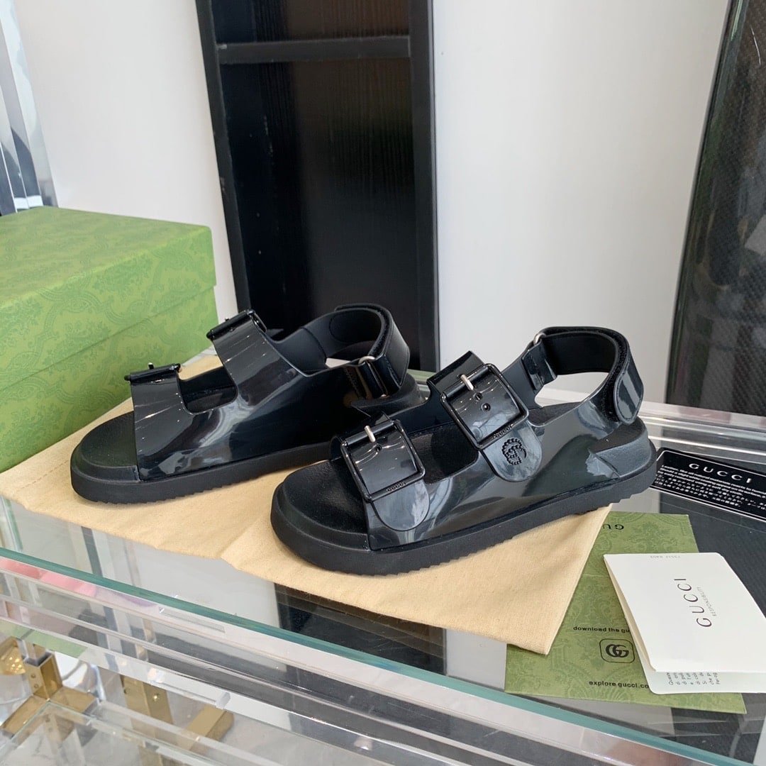 Gvc*1 Women’S Mini Double G Sandal Rubber ‎Black 660243 J8700 1000
