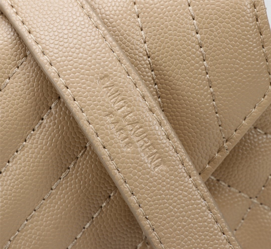 Sa1nt Lau*nt Envelope Small In Quilted Grain De Poudre Embossed Leather Beige 21Cm 600195Bow912721