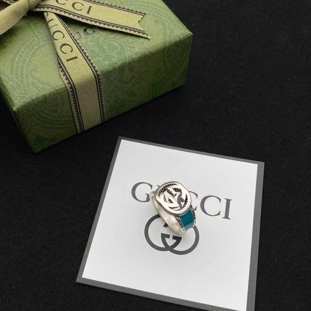 Gvc*1 Gg Interlocking Silver Ring Ybc645572001