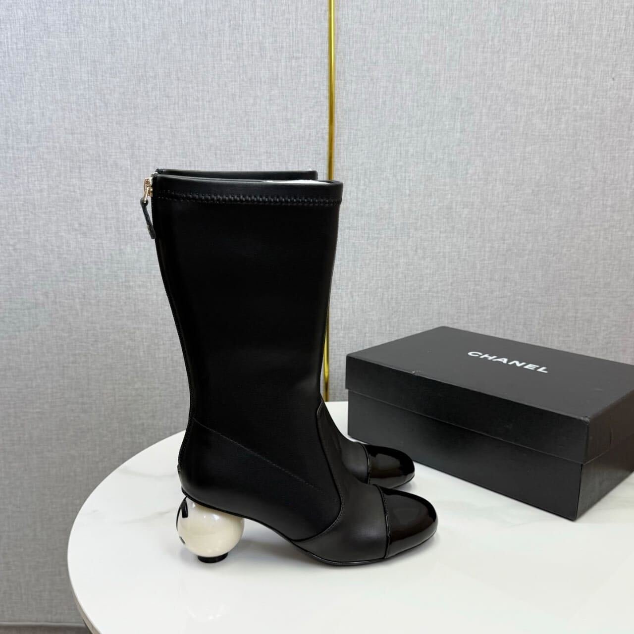 [S*per Vip 1:1] Ch**el Mid Boots Smooth Leather Black G46776 B22203 94305